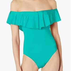 Trina Turk Off Shoulder Ruffle Bandeau